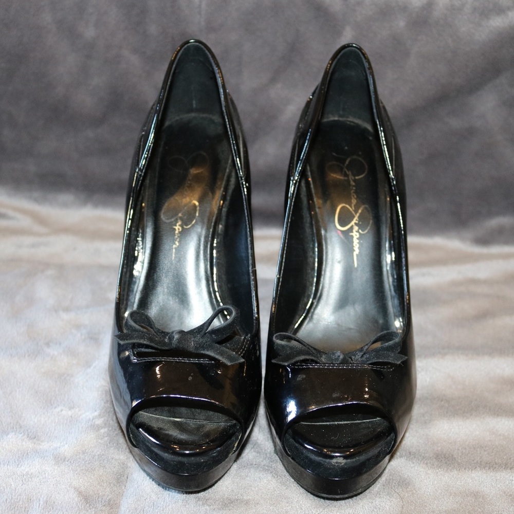 Jessica Simpson Open Toe Black Heels